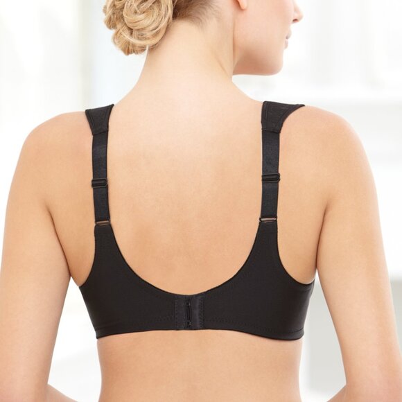 Glamorise 48D NATURAL-WIRE Demi Bra Stretch-Back WIDE~CUSHIONED~STRAPS Black NEW - Picture 12 of 14